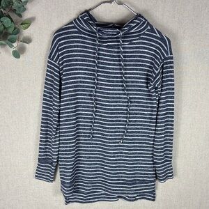 Peyton Jensen Striped Navy and White Hoodie Extra Small